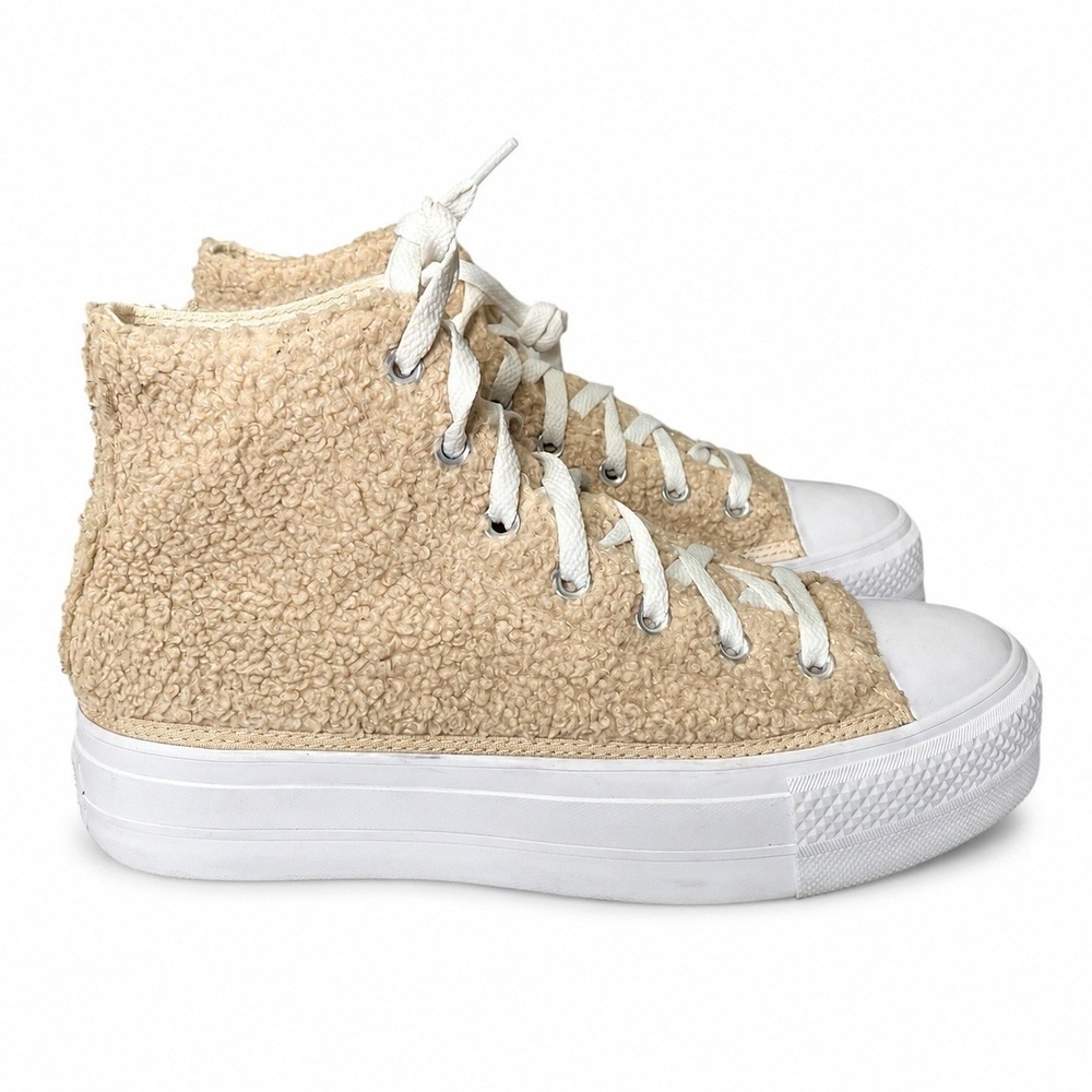 Converse Chuck Taylor All Star Move Sherpa High Top Sneakers Beige Women 9 Men 7